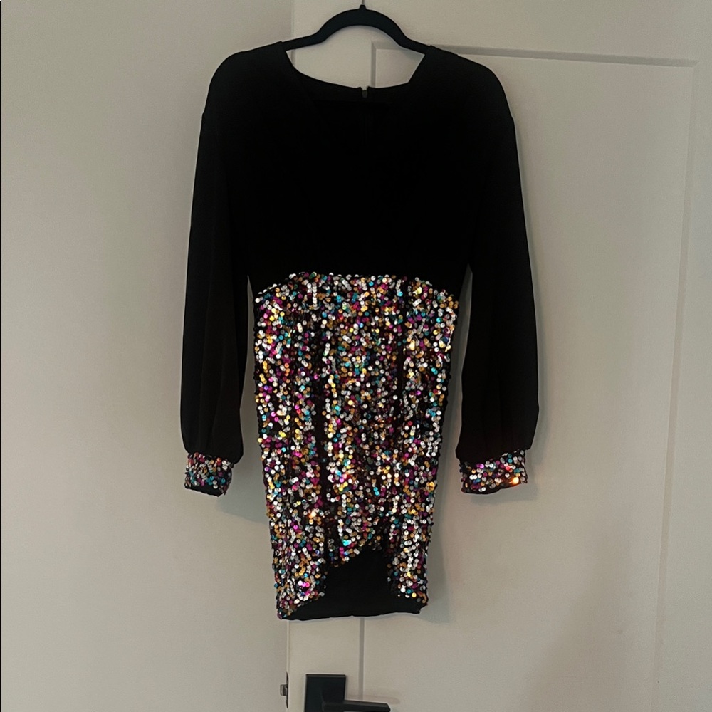 Black and Multicolor Sequin Kids Dress